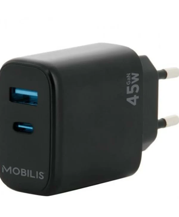 Mobilis Φορτιστής Χωρίς Καλώδιο με Θύρα USB-A και Θύρα USB-C 45W Μαύρος