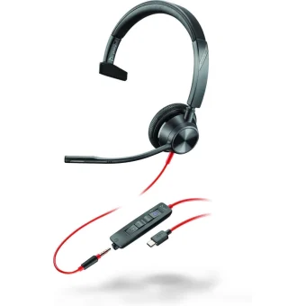Poly Blackwire 3315 On Ear Multimedia Ακουστικά με μικρόφωνο και σύνδεση 3.5mm Jack / USB-C