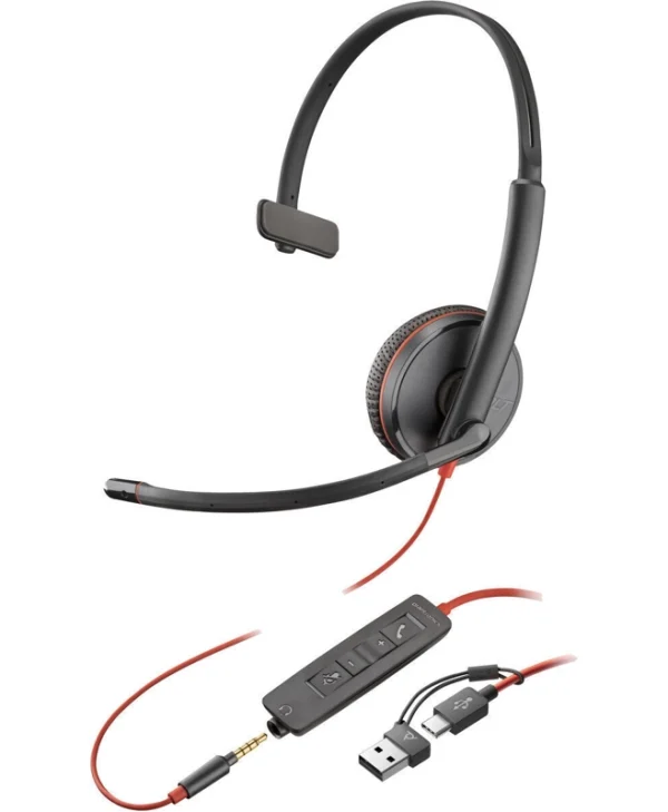Poly Blackwire 3215 USB-C HS On Ear Multimedia Ακουστικά με μικρόφωνο και σύνδεση USB-A / USB-C