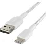 Belkin Braided USB 2.0 Cable USB-C male - USB-A 15W Λευκό 2m (CAB002BT2MWH) - Image 2