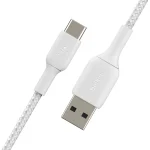 Belkin Braided USB 2.0 Cable USB-C male - USB-A 15W Λευκό 2m (CAB002BT2MWH) - Image 3