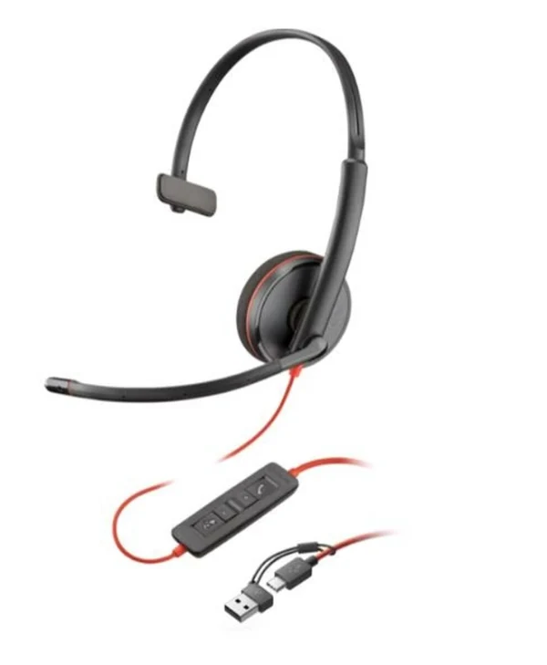 Poly Blackwire 3210 On Ear Multimedia Ακουστικά με μικρόφωνο και σύνδεση USB-A / USB-C