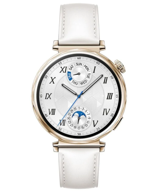 Huawei Watch GT 5 41mm Αδιάβροχο με Παλμογράφο (White Leather Strap)
