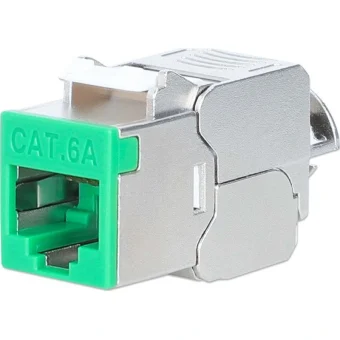 Intellinet Cat6a 10G Shielded Toolless Slim Keystone Jack Green 791335