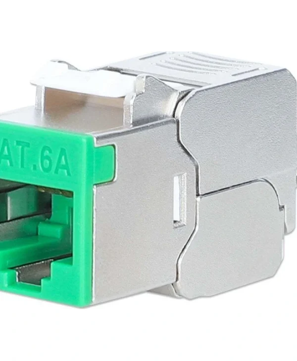 Intellinet Cat6a 10G Shielded Toolless Slim Keystone Jack Green 791335