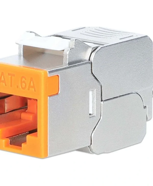Intellinet Cat6a 10G Shielded Toolless Slim Keystone Jack Orange 791328