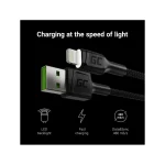 Green Cell Cell Ray USB-A Braided / LED USB to Lightning Cable Μαύρο 2m (KABGC12) KABGC12 - Image 4
