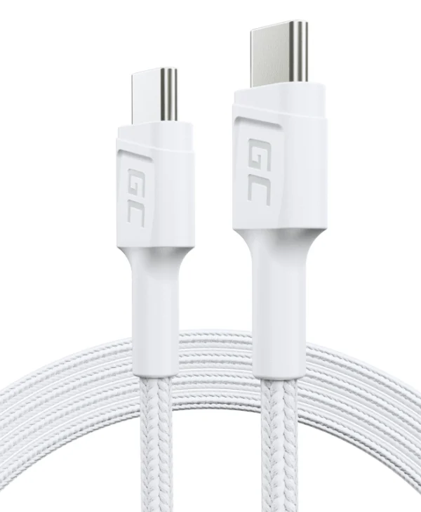 Green Cell Powerstream USB 3.2 Cable USB-C male - USB-C 60W Λευκό 1.2m