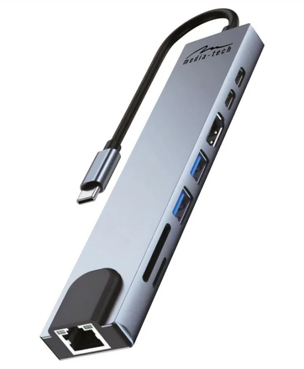 Media-Tech USB-C Docking Station με HDMI 4K PD Ethernet Γκρι (MT5046) MT5046