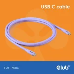 Club3D USB 2.0 Cable USB-C male - USB-C 240W Μωβ 2m - Image 2