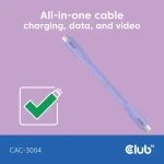 Club3D USB 2.0 Cable USB-C male - USB-C 240W Μωβ 2m - Image 3