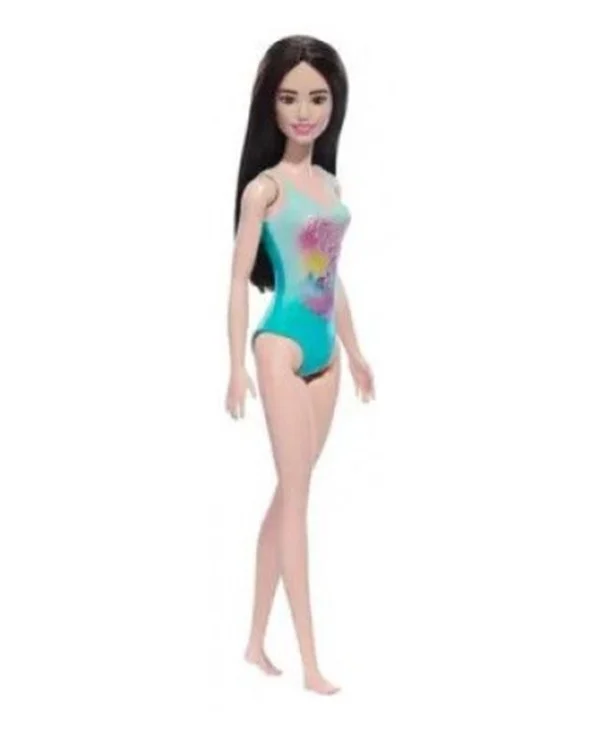 Barbie Black Hair Doll Wearing Tropical Blue Swimsuit Κούκλα για 3+ ετών+ Ετών 29εκ.