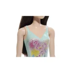 Barbie Black Hair Doll Wearing Tropical Blue Swimsuit Κούκλα για 3+ ετών+ Ετών 29εκ. - Image 4