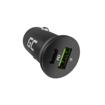 Green Cell Φορτιστής Αυτοκινήτου 38W 6A Γρήγορης Φόρτισης με Θύρες: 1xUSB 1xType-C Μαύρος