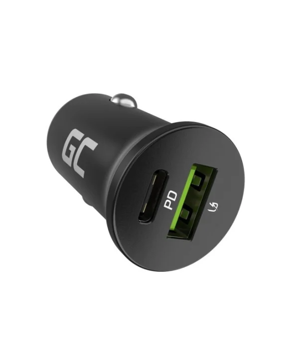 Green Cell Φορτιστής Αυτοκινήτου 38W 6A Γρήγορης Φόρτισης με Θύρες: 1xUSB 1xType-C Μαύρος