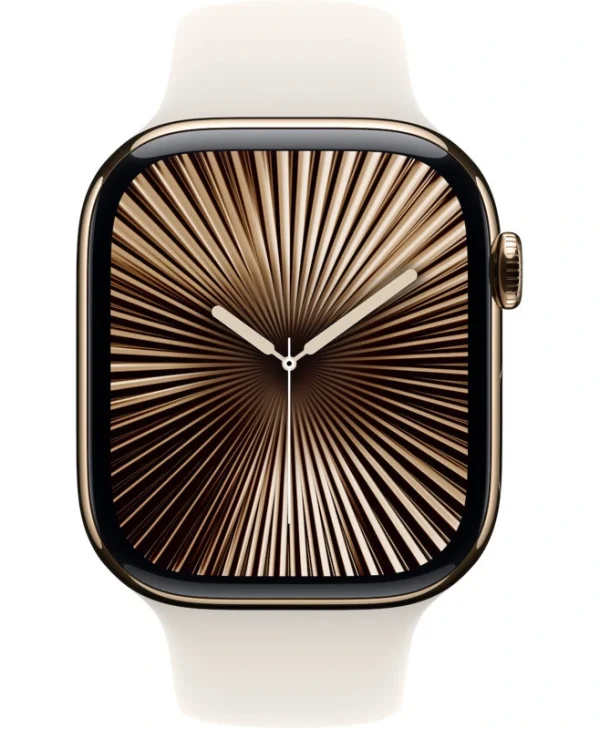 Apple Watch Series 10 Cellular Titanium 42mm Αδιάβροχο με eSIM και Παλμογράφο (Gold Titanium με Starlight Sport Band (M/L))