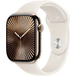 Apple Watch Series 10 Cellular Titanium 42mm Αδιάβροχο με eSIM και Παλμογράφο (Gold Titanium με Starlight Sport Band (M/L)) - Image 2