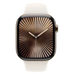 Apple Watch Series 10 Cellular Titanium 46mm Αδιάβροχο με eSIM και Παλμογράφο (Gold Titanium με Starlight Sport Band (M/L))