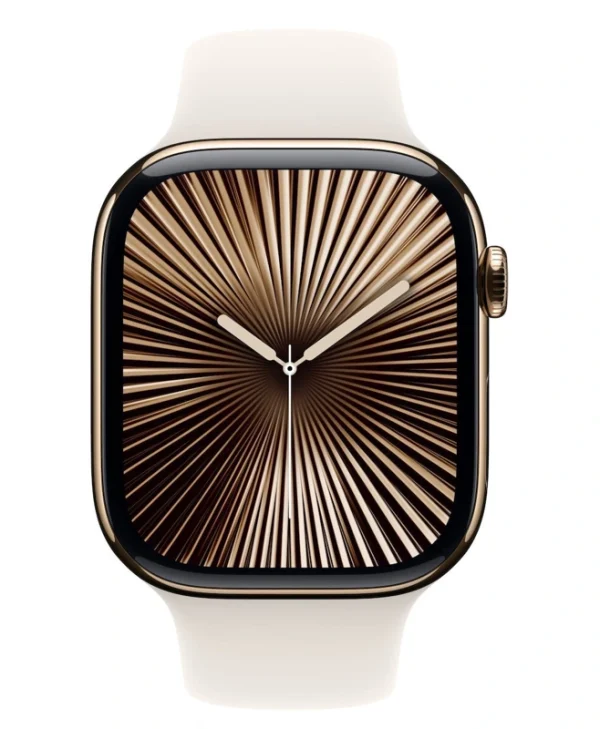 Apple Watch Series 10 Cellular Titanium 46mm Αδιάβροχο με eSIM και Παλμογράφο (Gold Titanium με Starlight Sport Band (M/L))