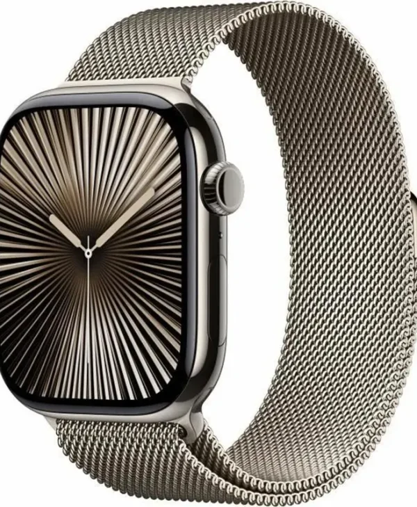 Apple Watch Series 10 Cellular Titanium 46mm Αδιάβροχο με eSIM και Παλμογράφο (Natural Titanum with Milanese Loop Natural (M/L))