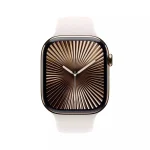 Apple Watch Series 10 Cellular Titanium 46mm Αδιάβροχο με eSIM και Παλμογράφο (Gold Titanium με Starlight Sport Band (S/M))