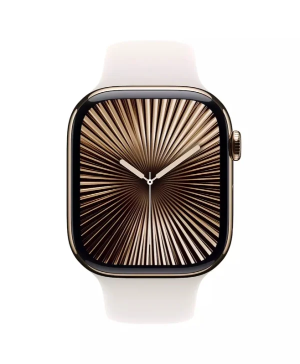 Apple Watch Series 10 Cellular Titanium 46mm Αδιάβροχο με eSIM και Παλμογράφο (Gold Titanium με Starlight Sport Band (S/M))