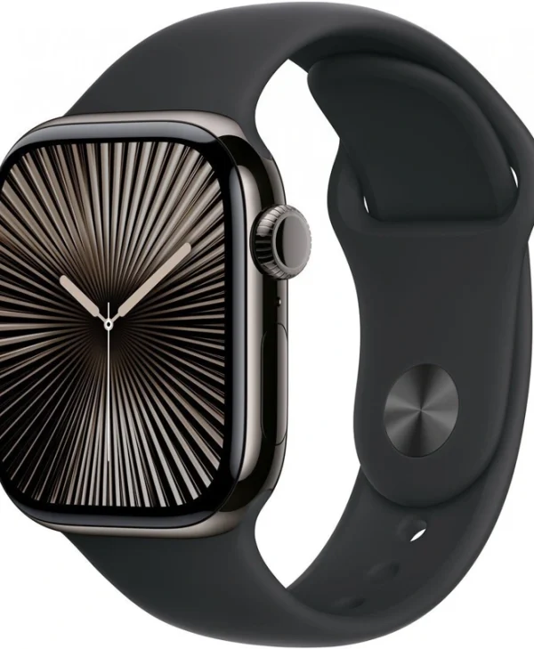 Apple Watch Series 10 Cellular Titanium 42mm Αδιάβροχο με eSIM και Παλμογράφο (Slate with Black Sport Band)