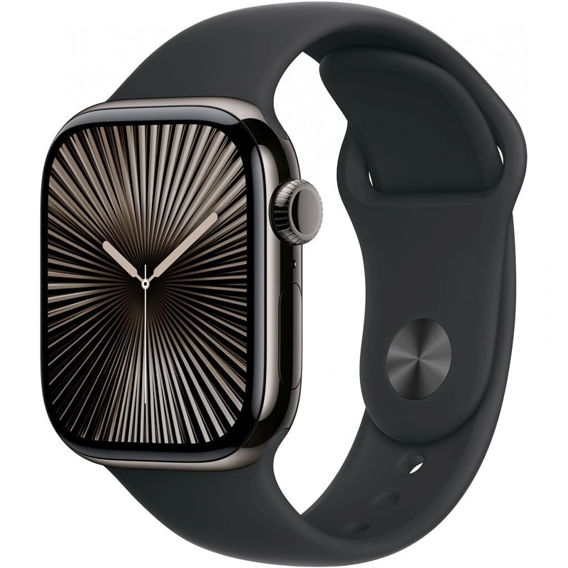 1 Apple Watch Series 10 Cellular Titanium 42mm Αδιάβροχο με eSIM και Παλμογράφο (Slate with Black Sport Band) - Image 1