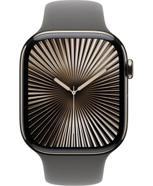Apple Watch Series 10 Cellular Titanium 42mm Αδιάβροχο με eSIM και Παλμογράφο (Natural Titanium με Stone Grey Sport Band (S/M))