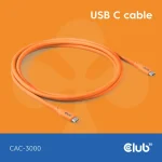 Club3D USB 2.0 Cable USB-C male - USB-C 240W Πορτοκαλί 2m - Image 4