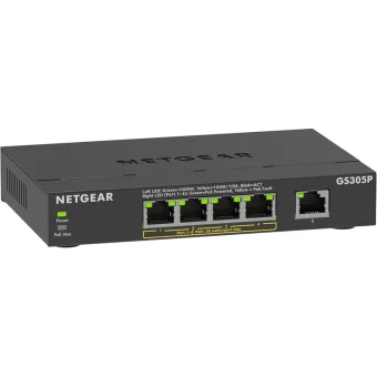 NetGear GS305P-300EUS Managed L3 PoE Switch με 4 Θύρες Gigabit (1Gbps) Ethernet GS305P-300EUS