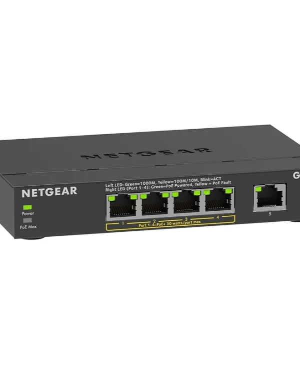 NetGear GS305P-300EUS Managed L3 PoE Switch με 4 Θύρες Gigabit (1Gbps) Ethernet GS305P-300EUS