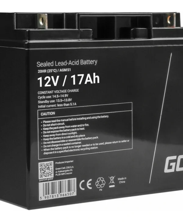Green Cell Μπαταρία UPS με Χωρητικότητα 17Ah και Τάση 12V AGM51 1τμχ AGM51