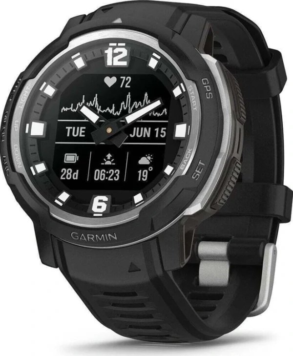 Garmin Instinct Crossover 45mm Αδιάβροχο Smartwatch με Παλμογράφο (Μαύρο)