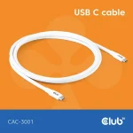 Club3D USB 2.0 Cable USB-C male - USB-C 240W Λευκό 2m (CAC-3001) CAC-3001 - Image 2