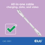 Club3D USB 2.0 Cable USB-C male - USB-C 240W Λευκό 2m (CAC-3001) CAC-3001 - Image 4