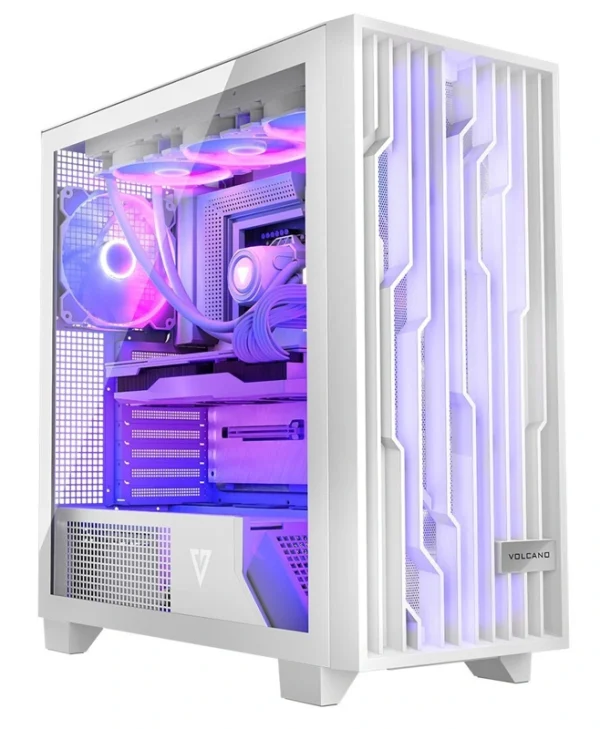 Modecom Volcano Perun Apex Gaming Midi Tower Κουτί Υπολογιστή με Πλαϊνό Παράθυρο και RGB Φωτισμό Λευκό