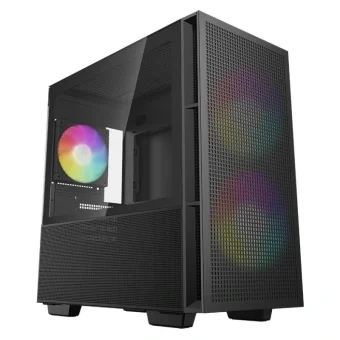 Deepcool CH360 Micro Tower Κουτί Υπολογιστή με Πλαϊνό Παράθυρο και RGB Φωτισμό Μαύρο