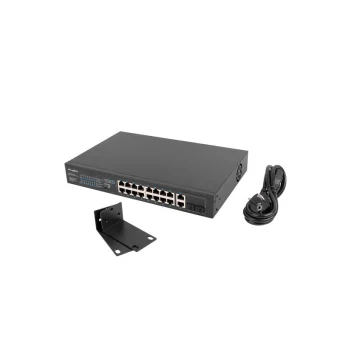 Lanberg RSFE-16P-2C-250 Unmanaged L2 PoE+ Switch με 16 Θύρες Gigabit (1Gbps) Ethernet και 2 SFP Θύρες RSFE-16P-2C-250