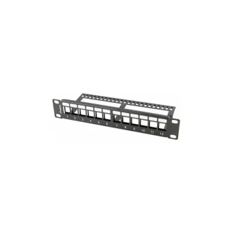 Lanberg Patch Panel Keystone για Rack 1U 10" 12 Θυρών Μαύρο PPKS-9112-B