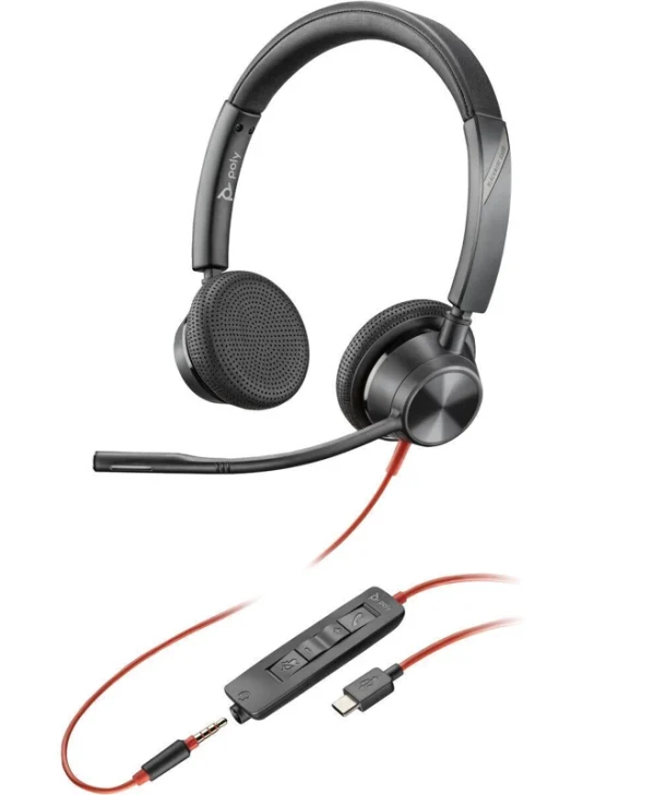 Poly Blackwire 3325 On Ear Multimedia Ακουστικά με μικρόφωνο και σύνδεση 3.5mm Jack / USB-C