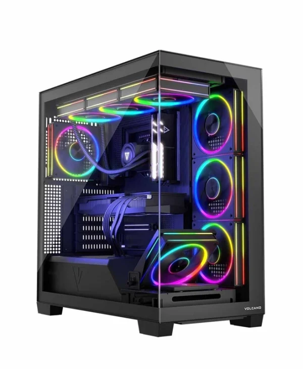 Modecom Volcano Stellar ARGB 8F Gaming Midi Tower Κουτί Υπολογιστή με Πλαϊνό Παράθυρο Μαύρο