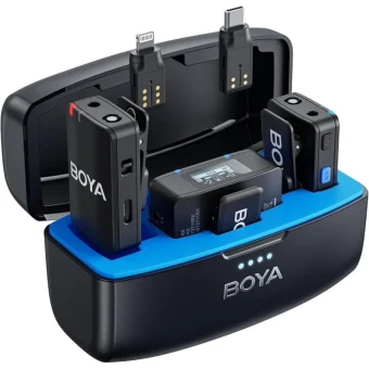 Boya Boyamic Ασύρματο Μικρόφωνο Πέτου, Clip On για Φωνητικά Android USB-C και iPhone με 2 πομπούς