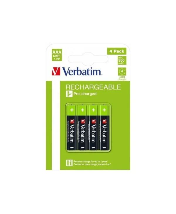 Verbatim Επαναφορτιζόμενες Μπαταρίες AAA Ni-MH 950mAh 1.2V 4τμχ