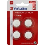Verbatim Premium Lithium Μπαταρίες Ρολογιών CR2016 3V 4τμχ