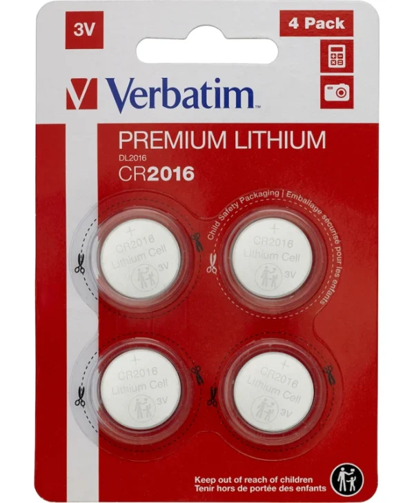 Verbatim Premium Lithium Μπαταρίες Ρολογιών CR2016 3V 4τμχ