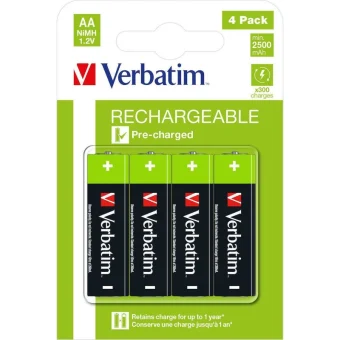 Verbatim Επαναφορτιζόμενες Μπαταρίες AA Ni-MH 2500mAh 1.2V 4τμχ