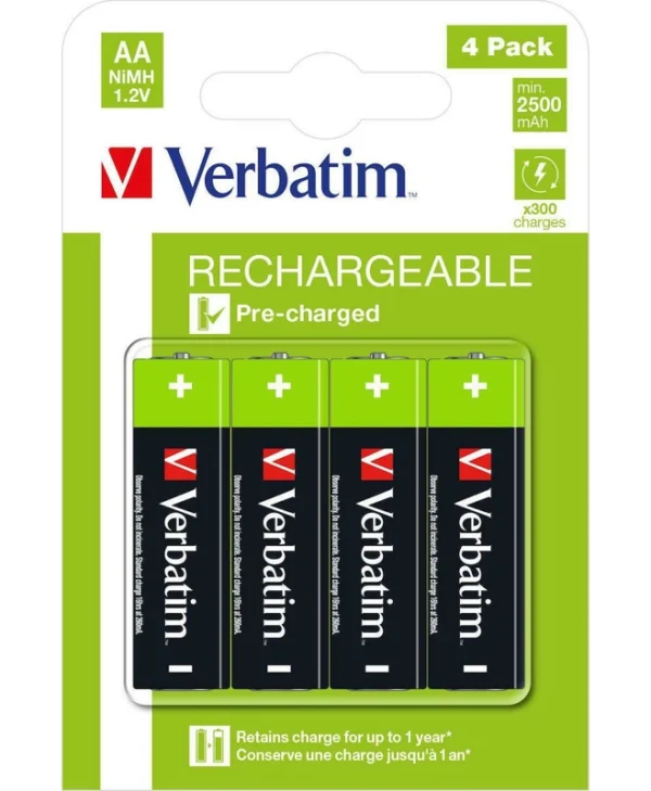 Verbatim Επαναφορτιζόμενες Μπαταρίες AA Ni-MH 2500mAh 1.2V 4τμχ