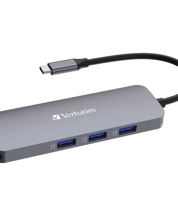 Verbatim USB-C Pro CMH-08 USB-C Docking Station με HDMI 4K PD και σύνδεση 2 Οθονών Γκρι