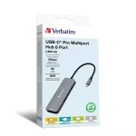 Verbatim USB-C Pro CMH-08 USB-C Docking Station με HDMI 4K PD και σύνδεση 2 Οθονών Γκρι - Image 3